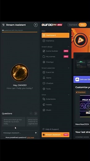Asking the OWN3D Pro streaming assistant for a go-live Tweet! #AI #twitch #obs #streamer