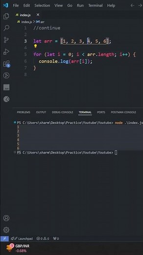 Understanding JavaScript Continue Statement #ytshorts #coding #javascript