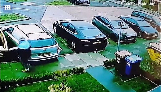 Moment Yodel delivery driver throws parcels in skip in Essex