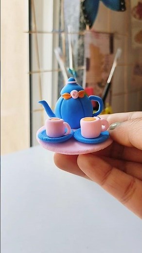 Miniature Clay Tea Set 🍵 | Easy Super Clay DIY | Cute Mini Teapot & Cups Craft