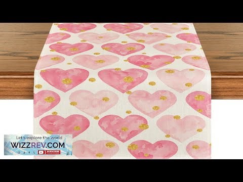 Artoid Mode Golden Pink Love Valentine's Day Table Runner Seasonal Anniversary Kitchen