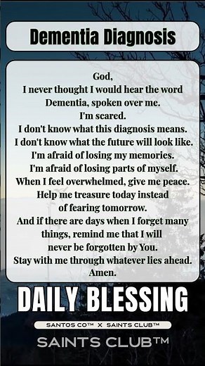 Prayer After Dementia Diagnosis Finding Peace Through Fear Daily Blessing x Saints Co x Saints Club