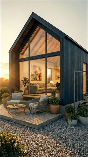 Black A-Frame Tiny House Timelapse | Scandinavian Minimalist Makeover