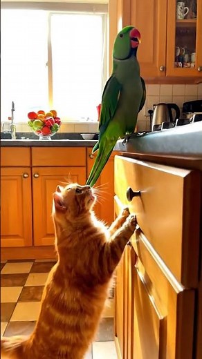Parrot Calls Cat by Name and Says “Good Girl” | Real Home Video