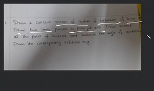 Draw a concave mirror of radius of curvature of 5 \mathrm{~cm}.... | Filo
