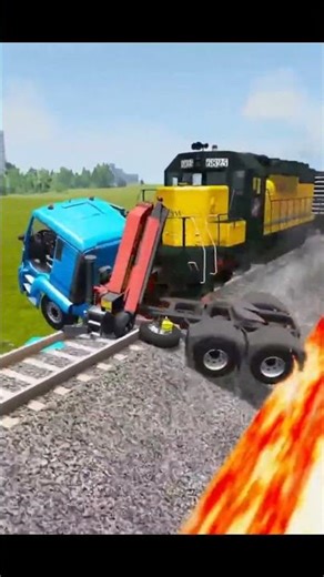 The Deadly Railway Collision – Train vs Truck Near Lava | Extreme 3D Crash Simulation 🔥🚂 level 1