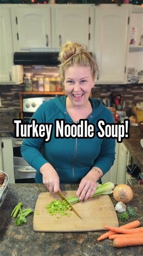 Thanksgiving Leftovers: Homemade Turkey Noodle Soup With Homemade Noodles! Noodle recipe: 2 cups flour, 4 eggs, 1/2 tsp salt. Turning our leftover Thanksgiving turkey into a simple homemade turkey noodle soup — and fresh egg noodles make all the difference. #Thanksgiving #soup #eggnoodles | Mountain Spring Homestead
