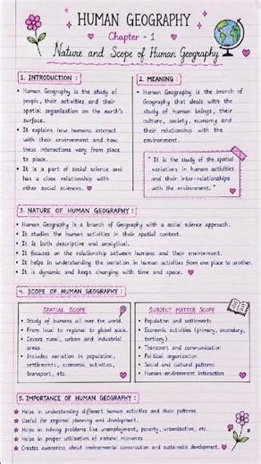 class12th geography 1st chapter notes #handwritten #geography #motivation #studygram 🎀✨️