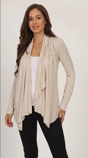 Women's Open Front Cardigan (Regular & Plus Size 2X) | Soft Cream Cozy Sweater 💖