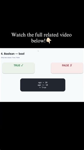 🐍 Python bool Data Type Explained in Seconds! ✅❌