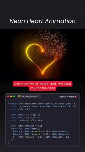 Neon Heart Animation with Coding #html #css #java #viral