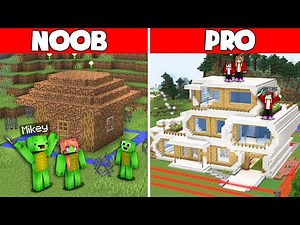 JJ Family and Mikey Family - NOOB vs PRO: SAFEST ZOMBIE SECURITY HOUSE BUILD CHALLENGE in Minecraft