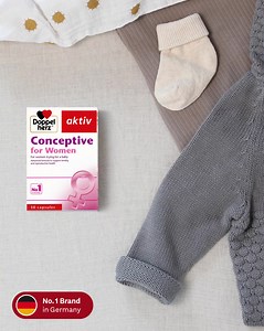 Onesie, bib, hat: It's not easy to remember all the basic baby equipment. The base for moms and moms to be is Doppelherz aktiv Conceptive for Women. With vitamins and trace elements it supports the health and wellbeing of women trying to conceive, of pregnant and of lactating women. Source: NielsenIQ, Nielsen Market Track database, Vitamins and Minerals, MAT MARCH 2021 and 2022, value sales for Food Retail Drugstore (without Discounters), Germany Copyright © 2022 The Nielsen Company (US), LLC. A