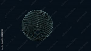 Dynamics 3D symbol, digital object looped rotation, motion design element, logo or icon