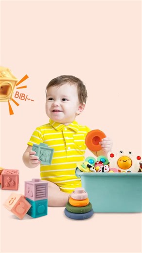 Educational Montessori toys store in Lebanon on Instagram: "🔥NEW ARRIVAL🔥 Montessori Baby Sensory Bins Pull String Bath Toys 6 in 1 Stacking Blocks Rings Matching Eggs Suction Cup Spinner Toy Set (6-12 months) 👲Age: 6M+ 💰Price: 30$ 📍Box Size: 28cm x 21cm x 17cm 🌀6 in 1 Baby Toys Set: This montessori toys set contains 6 soft building blocks, 5 soft stacking rings, 6 matching eggs, 3 suction cup spinner toy, 1 crab shape sensory toy, 1 explore sensory bin with 6 blocks. Comes with a large ca