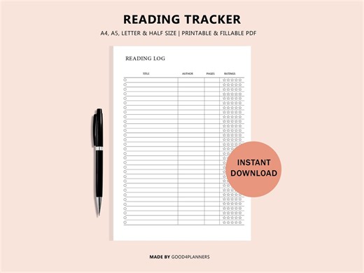 Reading Log Printable, Reading Tracker, Books to Read, Books I've Read, Book Log, A4/a5/letter/half Size, Instant Download PDF - Etsy
