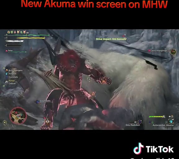 Akuma's Epic Win Screen in Monster Hunter World