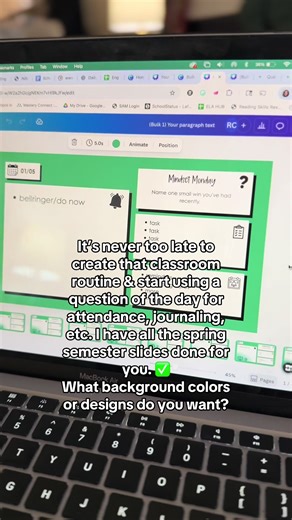 Daily agenda slides with question of the day #teachersoftiktok #highschoolteacher #middleschoolteacher #sel #instructionalcoach #classroomcommunity #classroommanagement #firstyearteacher #teacherorganization