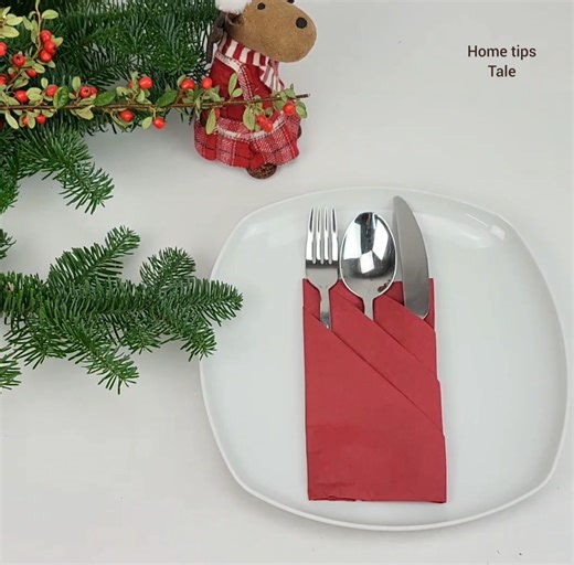 1.8M views · 9.9K reactions | How to fold napkin for Christmas day #hometips #fblifestyle | Home Tips Tale | Facebook