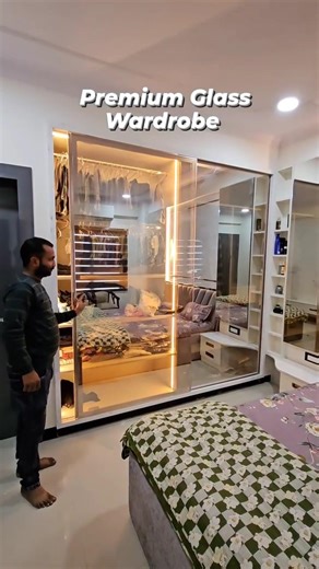 premium bedroom sliding wardrobe design/ #slidingdoorideas #slidingdoors #home #glasspartition