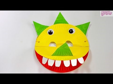 Dinosaur Mask made out of Paper Plates