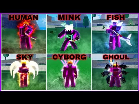 Unlocked All Races V4 ( Human & Fish & Sky & Mink & Ghoul & Cyborg ) In Blox Fruits - Part 2