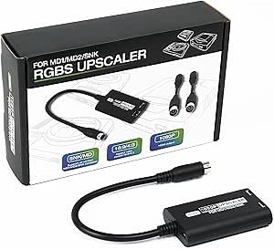 BITFUNX SEGA Genesis/Megadrive/SNK HDMI™ Adapter - Supports RGBS to 1080P HDMI™ Upscaler and 16:9/4:3 Switch, Plug & Play Video Game Adapter with No Lag, for Genesis MD1/2 SNK