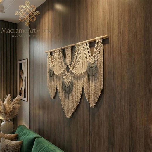 Extra Large Macrame Wall Hanging, Boho Macrame Wall Decor, Neutral Macrame Wall Art, Large Living Room Wall Decor, Handmade Fiber Art - Etsy