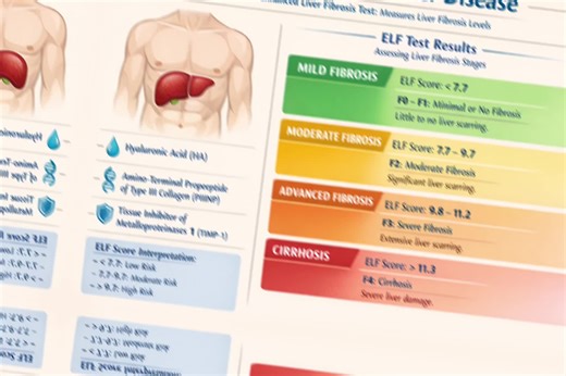 ELF Test Explained – Do You Have Liver Fibrosis? Most people with fatty liver (MASLD/MASH) don’t know how much scarring they actually have. The ELF blood test measures liver fibrosis — before cirrhosis happens. This test looks at 3 powerful biomarkers: • Hyaluronic Acid (HA) • PIIINP (collagen formation) • TIMP-1 (scar tissue breakdown blocker) Your ELF score tells you what stage your liver is in: 🟢 11.3 = cirrhosis risk If you have belly fat, insulin resistance, diabetes, or fatty liver, this 