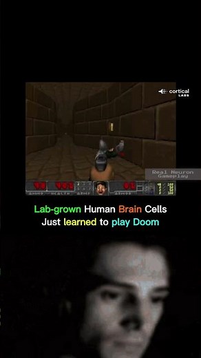 Lab grown human brain cells just learned to play doom #shorts #ytshorts #science #biology #brain