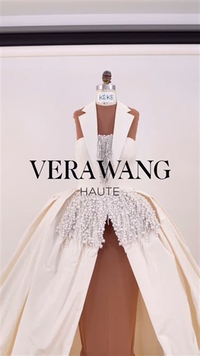 Inside The Atelier: Behind the scenes of our custom #VeraWangHAUTE gown for @keke. When all the effort and dedication of so many of the incredible talents in my rooms all comes together… Thank you #VeraWangGang and @keke for wearing your look so beautifully. XXV A light ivory Italian featherweight silk faille bodice with a tailored lapel, neckline and bubble hemmed overskirt embellished in dripping glass light ivory pearls and Swarovski crystals. Worn over a black Italian silk wool radzmire tuxe