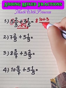 Adding Mixed Numbers #math #mathematics #mathreview #mathwithprincess #mathviral #mathlessons #mathtricks #addingmixednumbers | Math with Princess