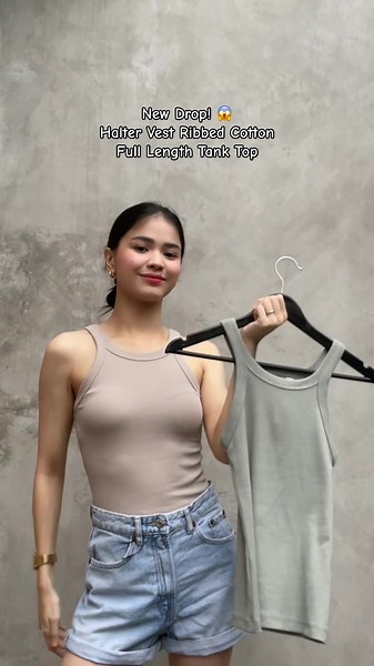 Halter Vest Ribbed Cotton Full Length Tank Top is a must have to your wardrobe! Now available 💙 #fypシ #fyp #fypage