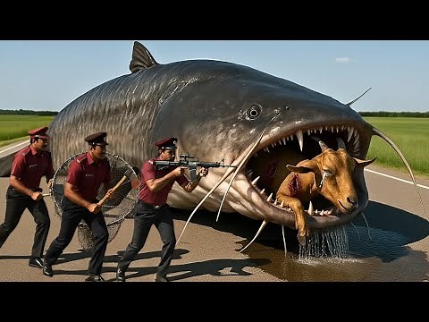Heroic Rescue Team Saves Helpless Mother Goat from Giant Catfish Attack