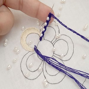 Hand Embroidery Beautiful Button Flower Making Trick Via Cherry Blossom | Dian Embroidery