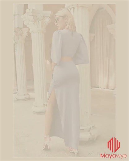 Cutout Split Puff Sleeve Maxi Dress