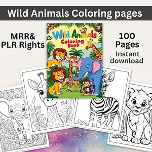 Wild Animals Coloring Book: Jungle Adventures, 100 Pages (PDF) - Etsy