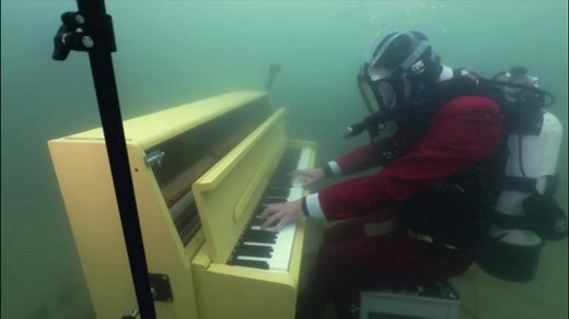 Under the Sea: Submerged Bristol pianist plays Disney classic