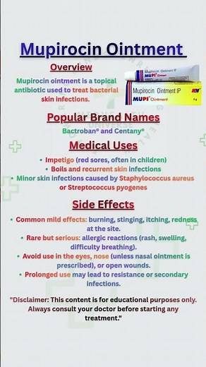 “Mupirocin Ointment Explained: Uses, Side Effects & Safety” #Mupirocin #Bactroban #SkinCareTips
