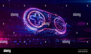 Gaming pad symbol, esport, video controller, 5g game and cyber sport. Futuristic abstract concept 3d rendering illustration Stock Photo - Alamy