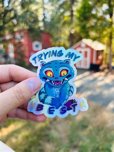 K-pop Demon Hunters Derpy Tiger Holographic Sticker | Trying My Best - Etsy