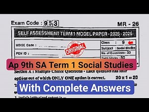 💯Ap 9th class social studies Sa Term 1 model paper 2025|9th Sa1 social question paper and answers
