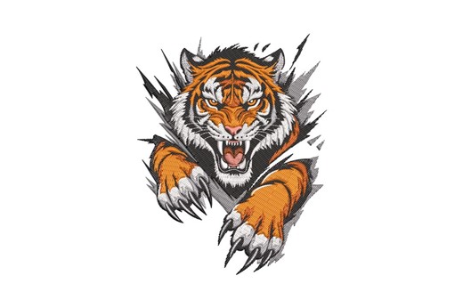 Angry Tiger Head Embroidery Design, Tiger Machine Embroidery, 4 Sizes, Instant Download - Etsy