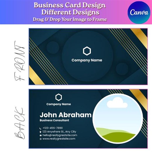 Business Card Design Template | Modern Editable Business Card | Minimalist Professional Card | Printable Canva Template | Digital Download - Etsy