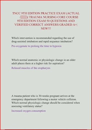 Tncc 9Th Edition Practice Exam Actual Trauma Nursing Core Co video
