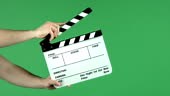 Clapper board used on green screen.