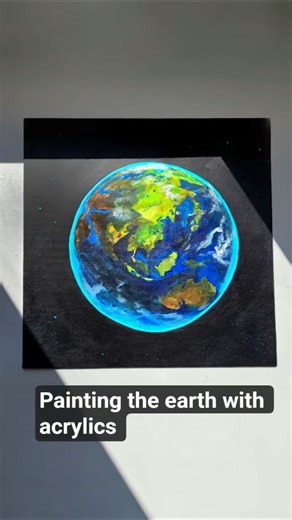 🌍 Painting the Earth with Acrylics 🎨 | Satisfying Space Art #paintingprocess #acrylicpainting