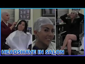 🪒 BEST WOMAN HEADSHAVE IN SALON: ✂️ Bald Barber Shaves Lady Long Hair Smooth #headshave #bald