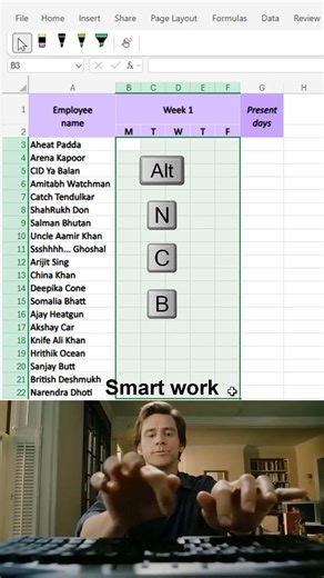 How to create an attendance tracker in excel 😱 #excel #office #spreadsheet