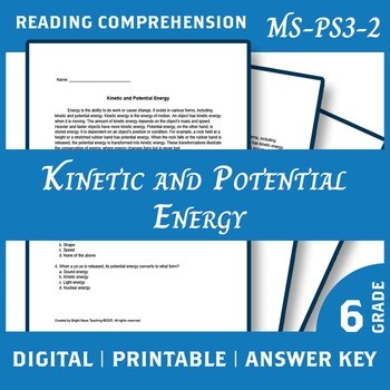 MS-PS3-2 Kinetic & Potential Energy Quiz | NGSS Assessment   Google Form & PDF